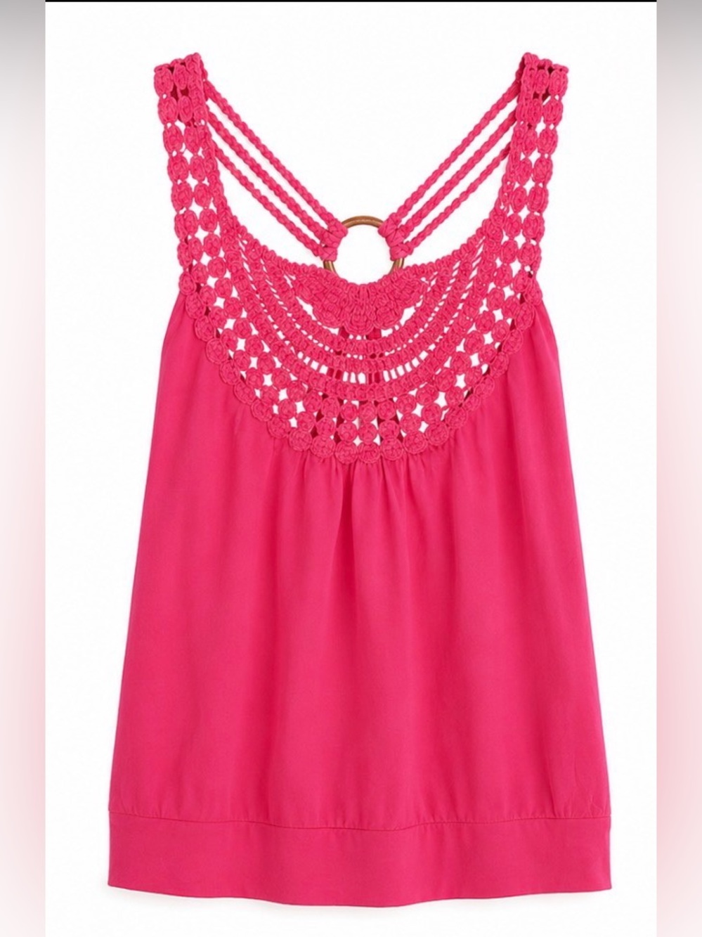 Derek Heart Vintage Y2K Hot Pink Crochet Racerback Tank Top Size L